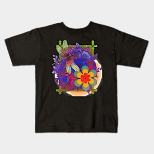 Dragonfly And Flowers Kids T-Shirt
